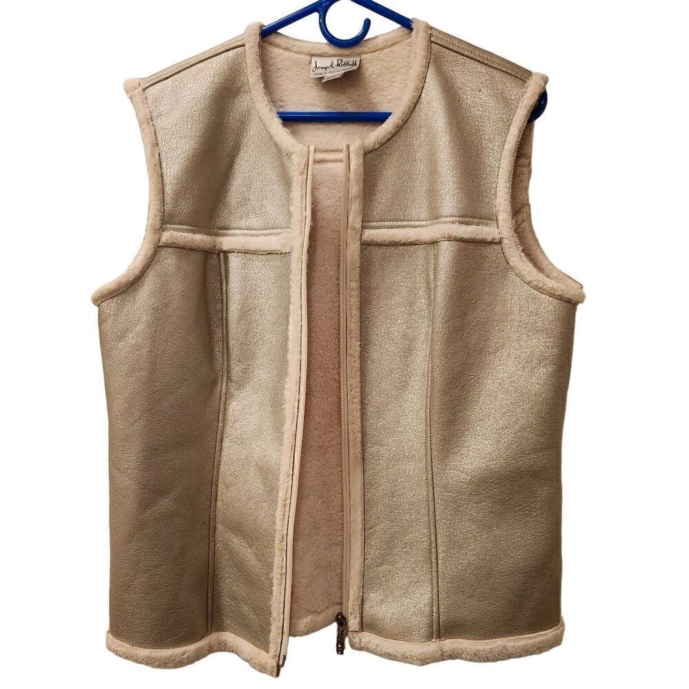 Joseph Ribkoff Womens Silver/Cream Zip Front Vest Sz US 16